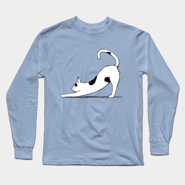 Stretching Cat Long Sleeve T-Shirt by bimbombash